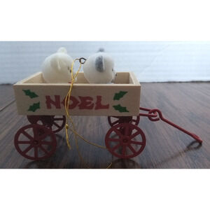 Teddy Bears In Noel Wagon Christmas Ornament